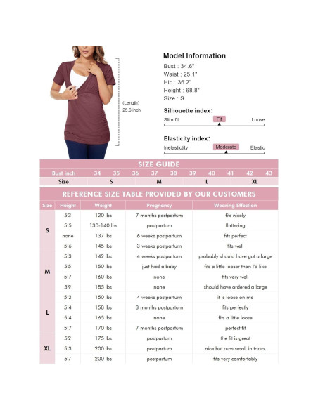 Camisetas de Lactancia Liu & Qu para Mujeres Manga Corta V Cuello