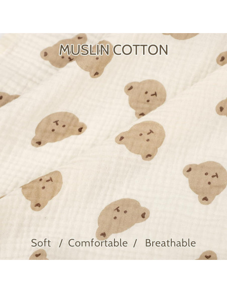 Funda de Asiento de Coche Bebé Muselina Oso 88.9x114.3 cm