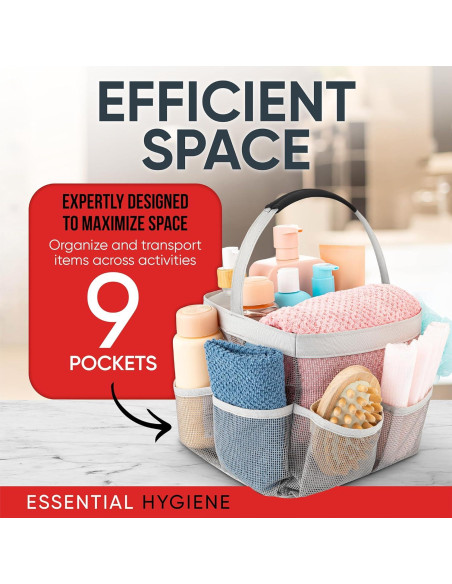 Bolsa de Ducha Plegable Masirs 9 Bolsillos Gris Organizador