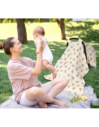 Funda de Asiento de Coche Bebé Muselina Oso 88.9x114.3 cm