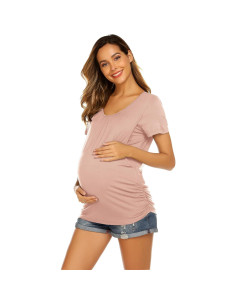 Camiseta de Lactancia Ekouaer Rosa Sucio Talla Grande Mujer 2