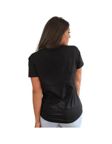 Camiseta de Lactancia Movemama con Cremallera Invisible - Negro - Mediano