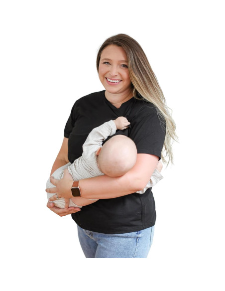 Camiseta de Lactancia Movemama con Cremallera Invisible - Negro - Mediano
