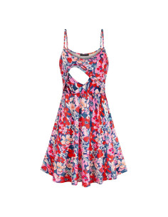 Vestido de Maternidad Floral Rosa para Lactancia - Talla Grande