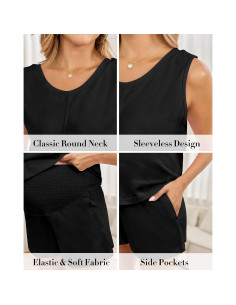 Pijamas de Maternidad 100% Algodón RC3290 Talla XL Negro 2