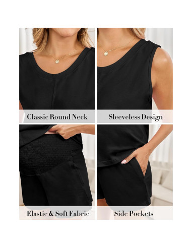 Pijamas de Maternidad 100% Algodón RC3290 Talla XL Negro