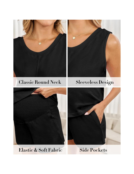 Pijamas de Maternidad 100% Algodón RC3290 Talla XL Negro