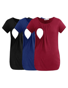Camisetas de Lactancia para Mujeres Smallshow 3-Pack Manga Corta