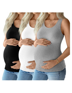 Paquete de 3 Camisetas de Maternidad Sin Mangas Algodón