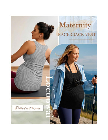 Paquete de 3 Camisetas de Maternidad Sin Mangas Algodón