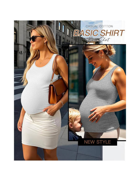 Paquete de 3 Camisetas de Maternidad Sin Mangas Algodón