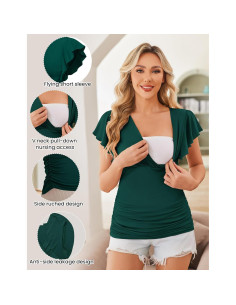 Camisetas de Maternidad Ekouaer 3 Piezas Manga Corta Lactancia 2