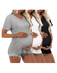 Camisetas de Lactancia Ficerd 3 Pcs Doble Capa Mujer XL