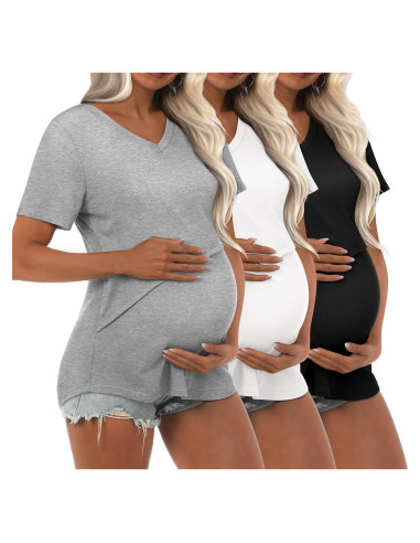 Camisetas de Lactancia Ficerd 3 Pcs Doble Capa Mujer XL