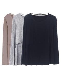 Camisetas de Lactancia Manga Larga 3-Pack Smallshow Mujeres