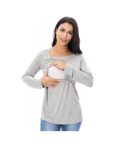 Camisetas de Lactancia Manga Larga 3-Pack Smallshow Mujeres