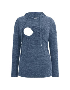 Sudadera de Lactancia Manga Larga Smallshow Mujer Azul Gris