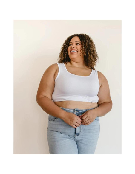 Camiseta sin mangas Halftee para mujeres y adolescentes 1X Blanca