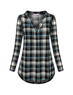 Blusa de Lactancia Joymom Manga Larga Cuello en V Azul Negra 2