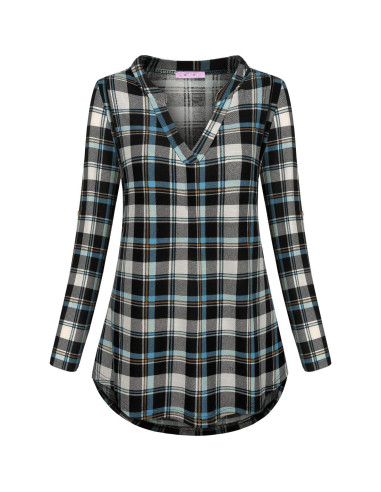 Blusa de Lactancia Joymom Manga Larga Cuello en V Azul Negra