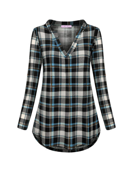 Blusa de Lactancia Joymom Manga Larga Cuello en V Azul Negra