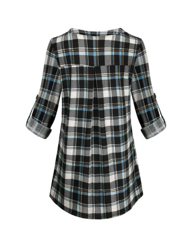 Blusa de Lactancia Joymom Manga Larga Cuello en V Azul Negra