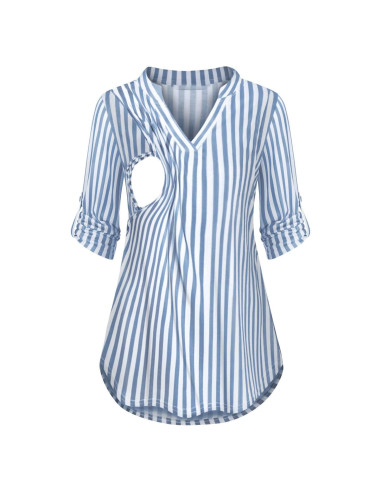 Camiseta de Lactancia Manga Larga Mujer H9916 Azul