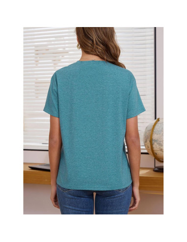 Camiseta de Lactancia Ecavus con Cremallera para Mujeres - Azul Jaspeado