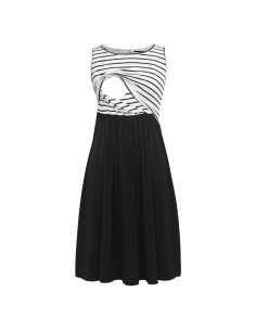 Vestido de Lactancia Sin Mangas Smallshow Talla Grande Rayas