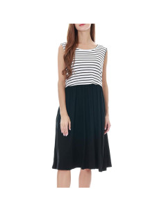 Vestido de Lactancia Sin Mangas Smallshow Talla Grande Rayas 2