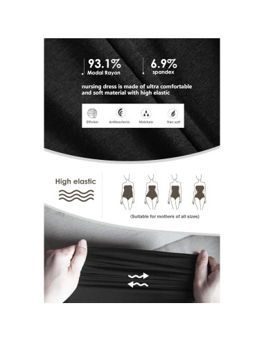 Vestido de Lactancia Sin Mangas Smallshow Talla Grande Rayas