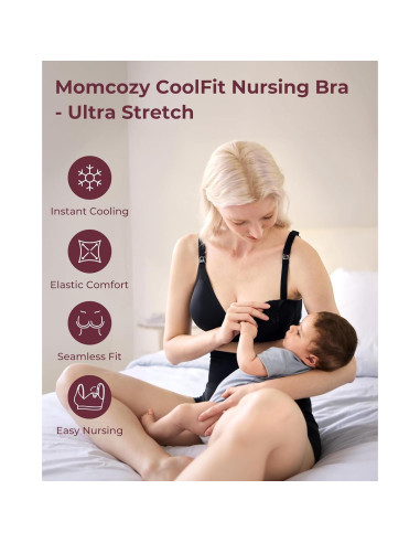 Sujetador de Lactancia Momcozy CoolFit Sin Costuras Negro