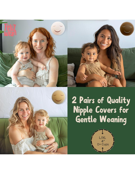 Cubiertas de pezón de silicona Feliz Wean - 2 pares Nude