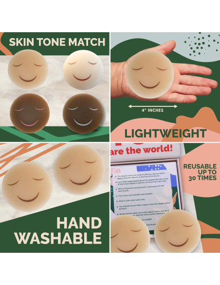 Cubiertas de pezón de silicona Feliz Wean - 2 pares Nude