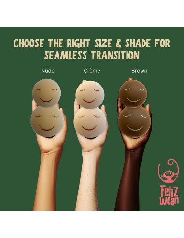Cubiertas de pezón de silicona Feliz Wean - 2 pares Nude