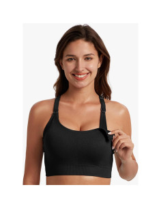 Sostén Deportivo de Lactancia Angelhood Grande Negro Sin Costuras 2