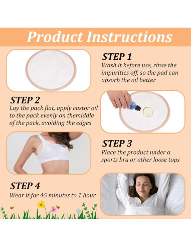 2 Almohadillas de Aceite de Ricino Orgánico para Senos Yolev