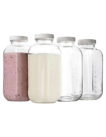 Botellas de Vidrio Kitchentoolz 32 oz Cuadradas - Paquete de 2