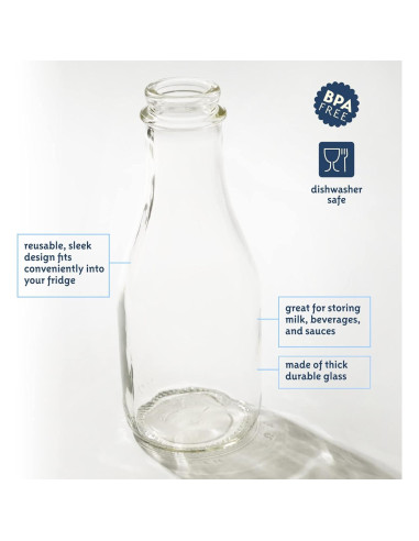 Botella de Leche de Vidrio Kitchentoolz 0.91L Redonda