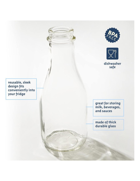 Botella de Leche de Vidrio Kitchentoolz 0.91L Redonda