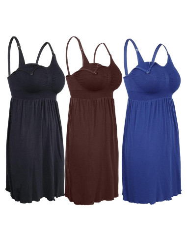 Vestidos de Lactancia iLoveSIA - Paquete de 3 XL - Suaves y Cómodos