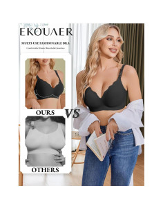 Sostenedor de Lactancia Ekouaer Sin Costuras Negro M 2