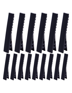 100 Clips de Pelo de Cocodrilo Negros BronaGrand 46mm