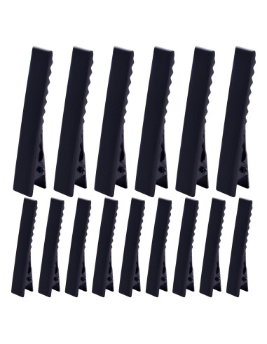 100 Clips de Pelo de Cocodrilo Negros BronaGrand 46mm