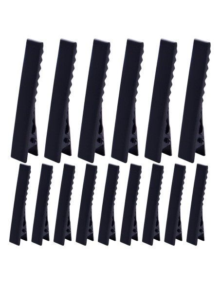 100 Clips de Pelo de Cocodrilo Negros BronaGrand 46mm