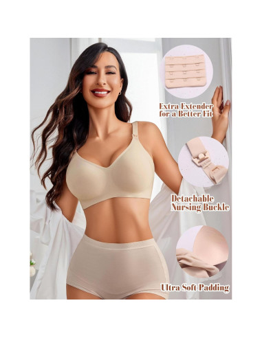 Sujetador de Lactancia Avidlove Sin Costuras Grande Caqui