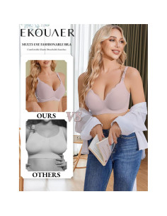 Sostén de Lactancia Ekouaer Rosa Sin Costuras para Mujeres L 2