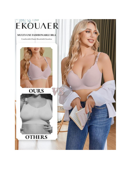 Sostén de Lactancia Ekouaer Rosa Sin Costuras para Mujeres L