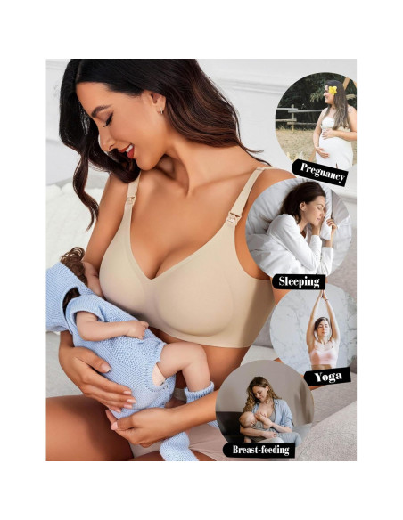 Sujetador de Lactancia Avidlove Sin Costuras Grande Caqui