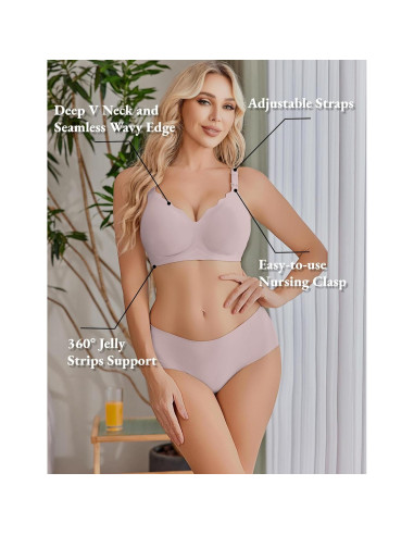 Sostén de Lactancia Ekouaer Rosa Sin Costuras para Mujeres L